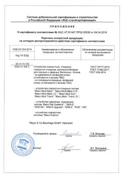 2019.04.04 Выборг - Приложение к сертификату устройства поворотные, откидные, поворотно-откидные, взломоустойчивые. ГОСТ 30777-2012