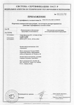 2019.11.16 Выборг - Приложение к сертификату Изделия крепежные из металла, торговая марка Tech-KREP. Серийный выпуск